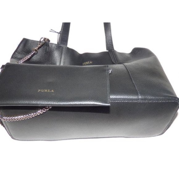 Furla New XL Black Leather Satchel w Matching Wallet - Picture 6 of 12
